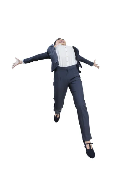 Businesswoman jumping in success — Stock Photo, Image