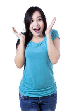 Surprised young woman clipart