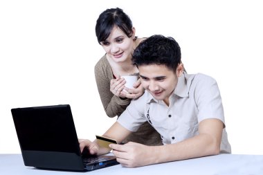 online alışveriş izole genç Çift