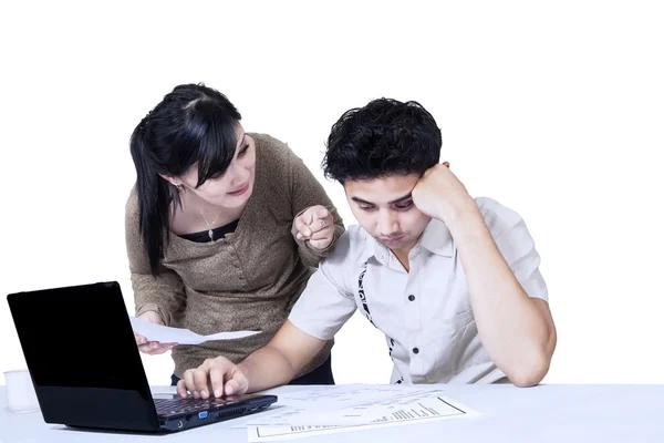 Angry woman scold her husband — Stock Photo, Image