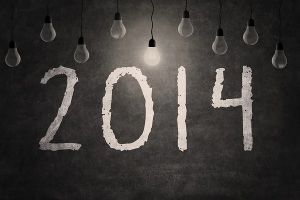Blackboard with New year 2014 — Stock Photo, Image