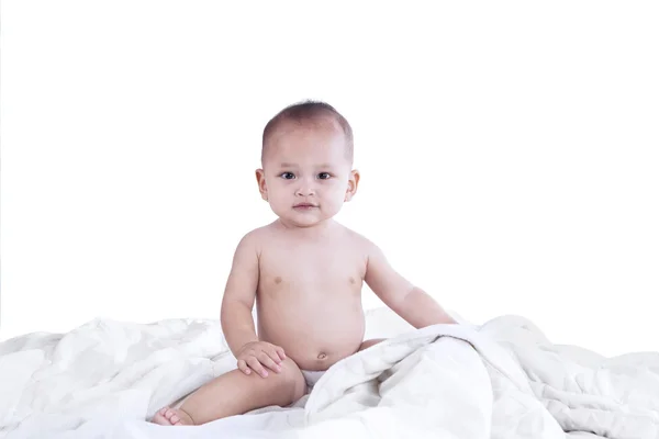 Симпатичный ребенок с одеялом — стоковое фото