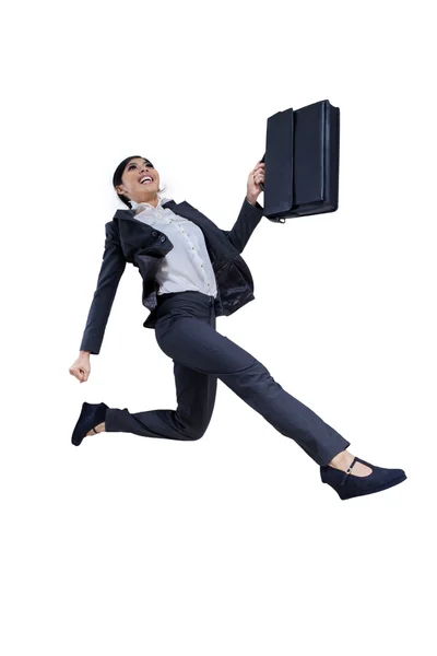 Businesswoman jumping for joy — Stock Photo, Image