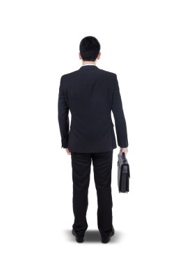 genç işadamı izole çanta - ayakta