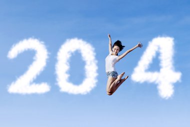 kadın ile yeni yıl 2014 atlama