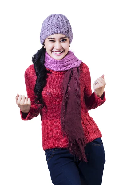 Mujer feliz invierno —  Fotos de Stock