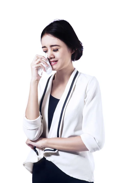 Beautiful business woman crying — Stock Photo, Image