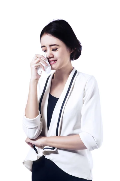 Krásný obchodní žena pláče — Stock fotografie