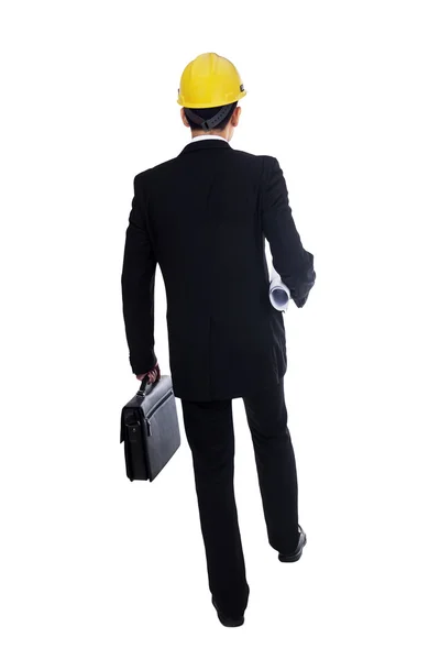 Empresário andando sobre fundo branco — Fotografia de Stock