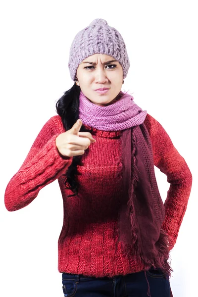 Angry Woman Pointing At You — Stock Photo, Image