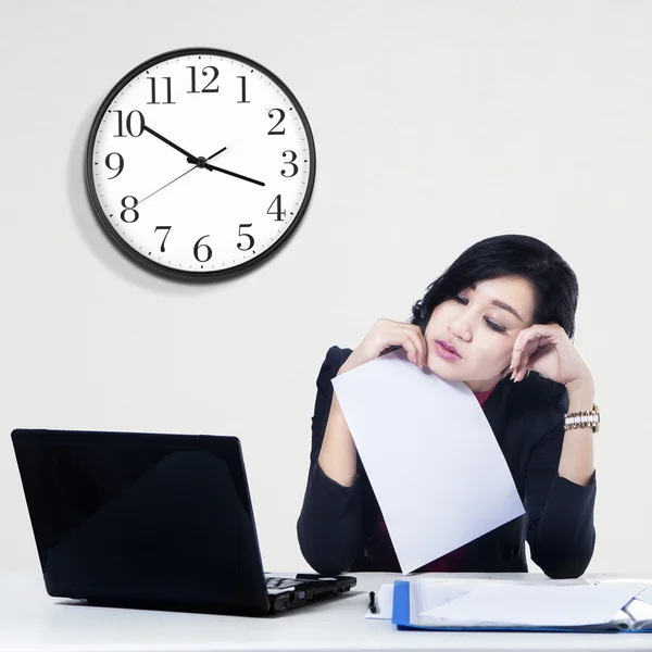 Tired young businesswoman — Stock Photo, Image