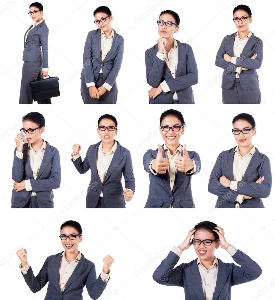 Businesswoman With Different Expressions