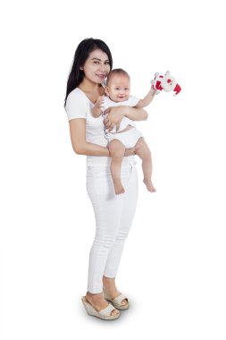 sevimli bebek ve annesi
