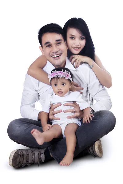 Szczęśliwe młode rodziny - na białym tle — Zdjęcie stockowe