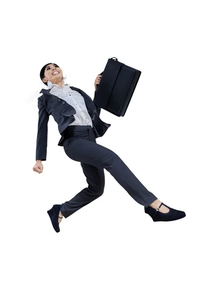 Pretty business woman running — Stock Photo, Image