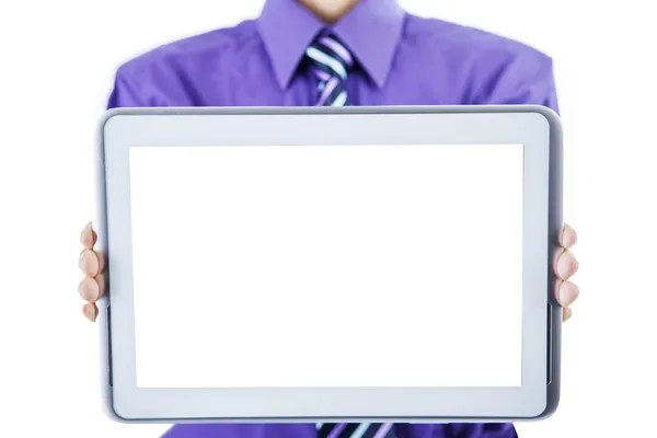 Empresario mostrando tableta —  Fotos de Stock