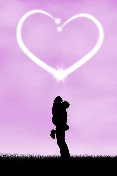 Silhouette de couple romantique 1 — Photo