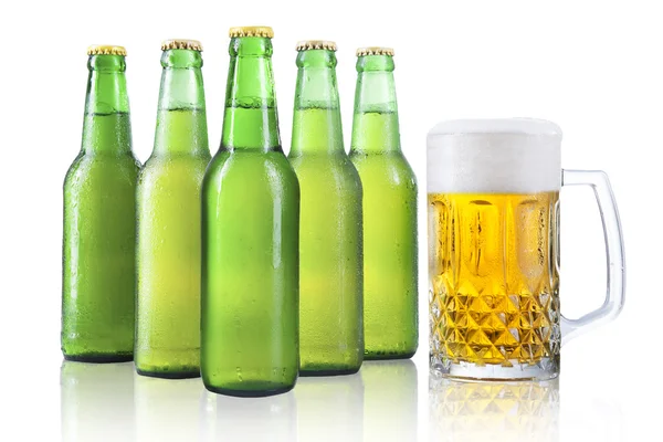 Bottles and glass of beer — Stock Photo, Image