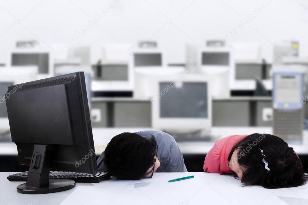 Business team sleeping on the desk