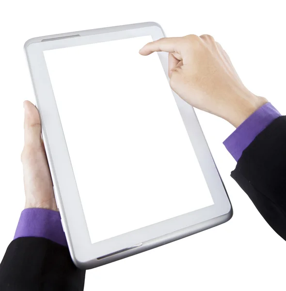 Male hands holding a tablet PC — Stock Photo, Image