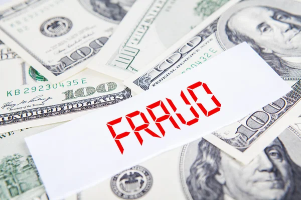 Money with fraud text — Stock Photo, Image