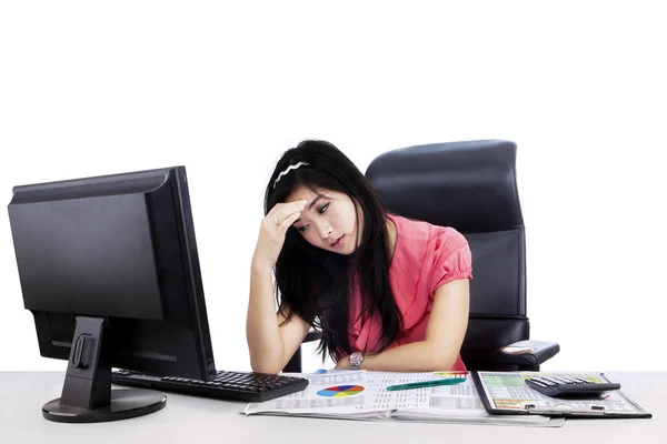 Stressed woman at work — Stock Photo, Image
