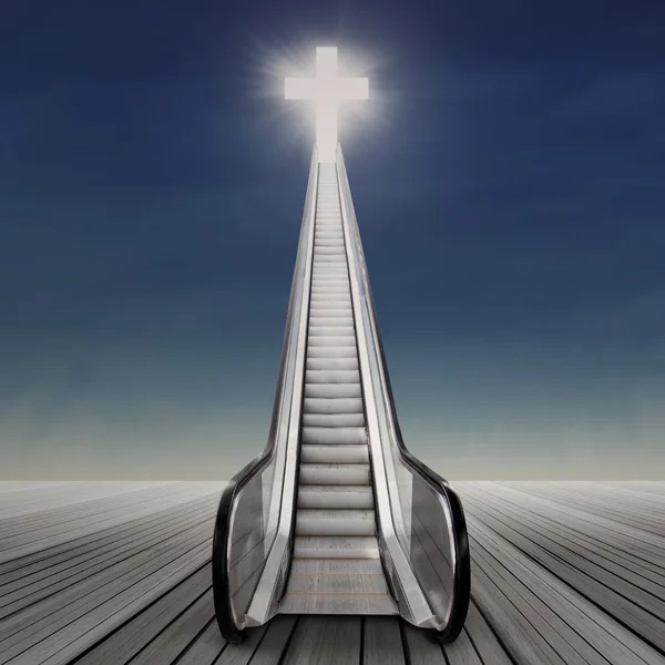 Staircase towards the cross — Stock Photo, Image