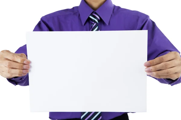 A businessman showing copyspace — Stock Photo, Image