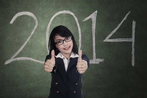 Businesswoman giving thumb up — Stock Photo, Image