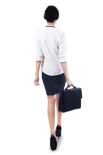 Woman walking with briefcase — Stock Photo, Image
