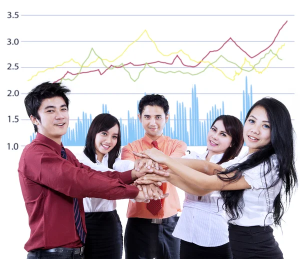 Business team overlapping hands — Stock Photo, Image