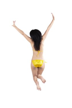 çekici bir kadın bikini atlama
