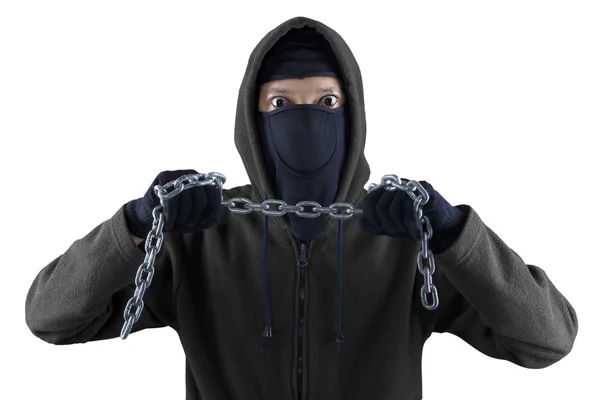 A murderer with chain — Stock Photo, Image