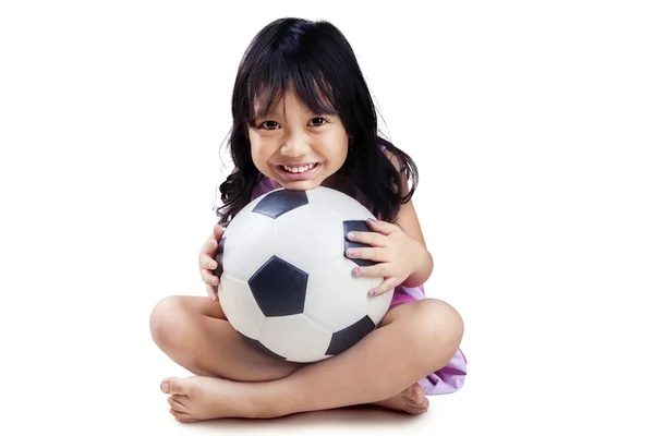 Little girl with soccer ball — Stock Photo, Image