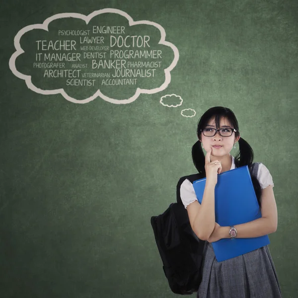 Female student thinking her ideals — Stock Photo, Image