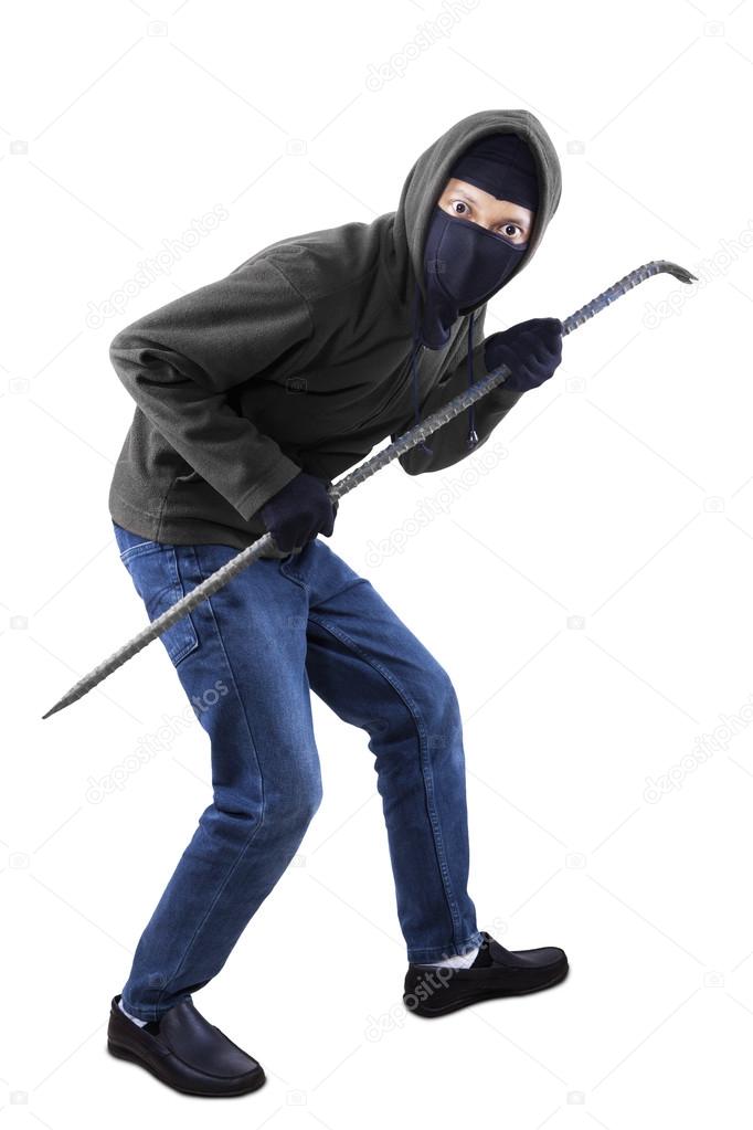 Burglar with a crowbar