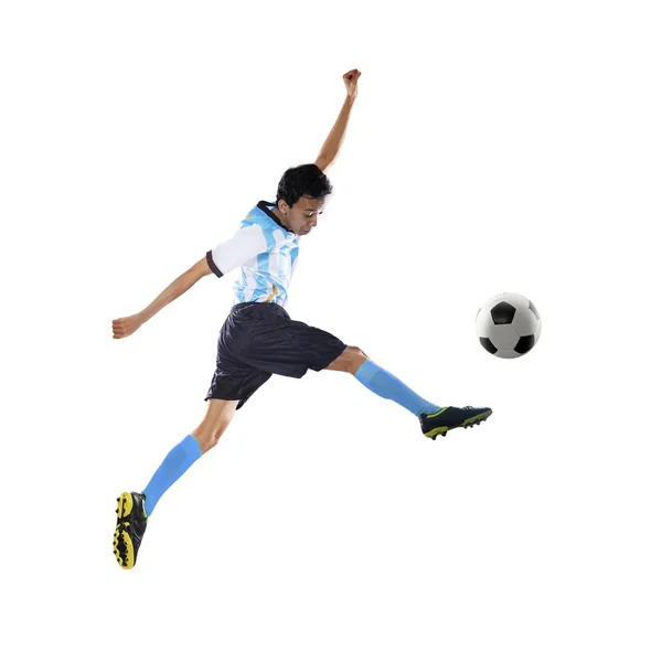 Football player kicking ball isolated 1 — Stock Photo, Image