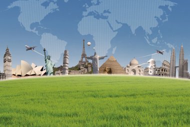 Dünya Haritası üzerinde arka plan seyahat hedef