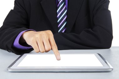 Dijital tablet ekran 1 dokunmadan işadamı