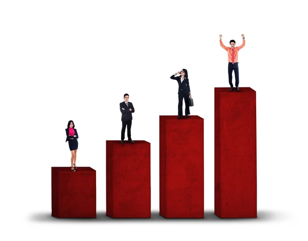 Business group standing on business chart isolated — Stock Photo, Image