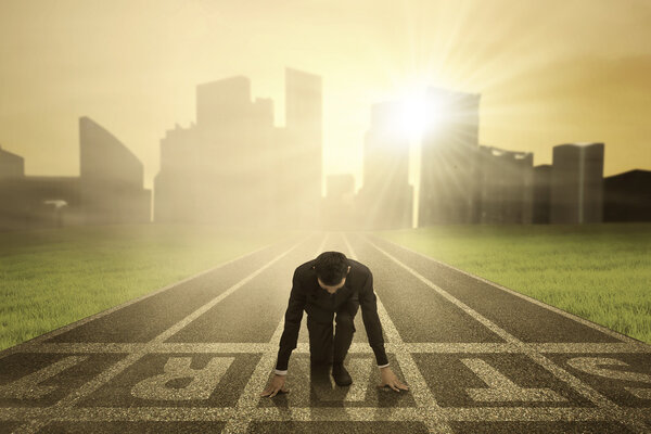 Businessman is ready to start compete