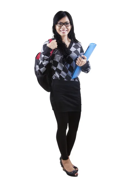 Friendly female student isolated — Stock Photo, Image