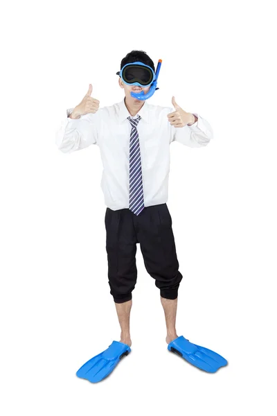 Affärsman bära snorkling verktyg — Stockfoto