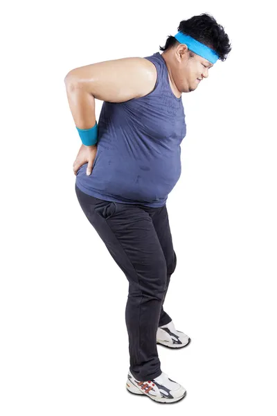 Fat man having back pain — Stock Photo, Image