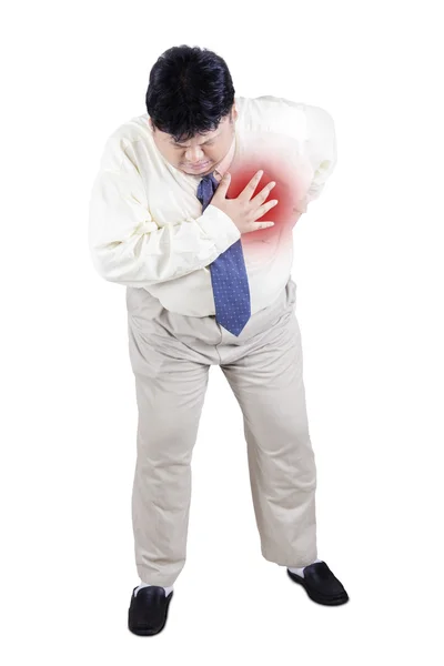 Obesity businessman getting heart attack 2 — Stock Photo, Image