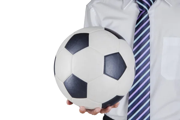 Soccer manager holding a ball 1 — Stock Photo, Image