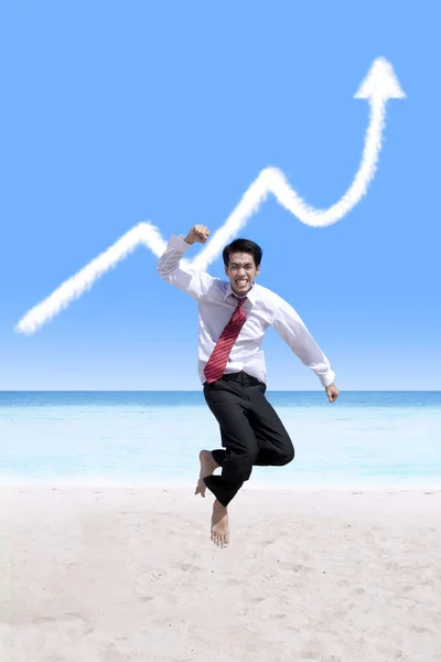 Success businessman and business growing graph cloud — Stock Photo, Image