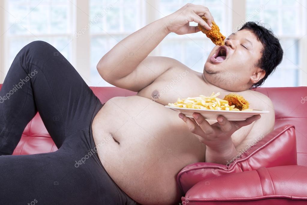Fat man eats junk food 1