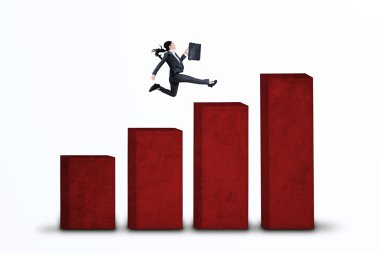 izole iş grafik üzerinde çalışan iş kadını