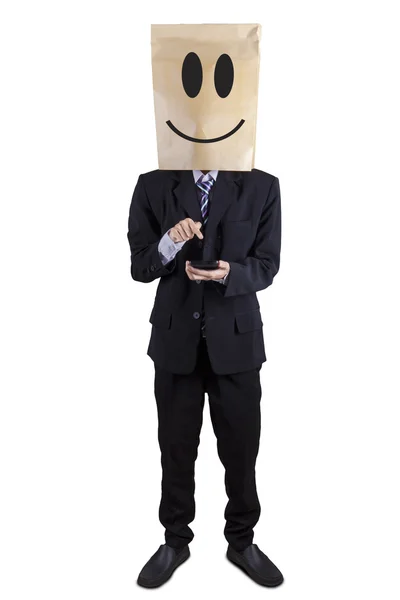 Анонимный бизнесмен современный смартфон — стоковое фото